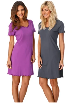 Vivance Dreams Nachthemd, (Packung, 2er-Pack), Mit Kräuselrändern -Bikini Mode Geschaft e4bac3f171d1730ba850bdb5bb104ab8