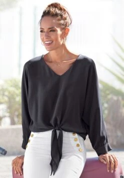 Vivance Schlupfbluse, Mit Knotendetail Am Saum